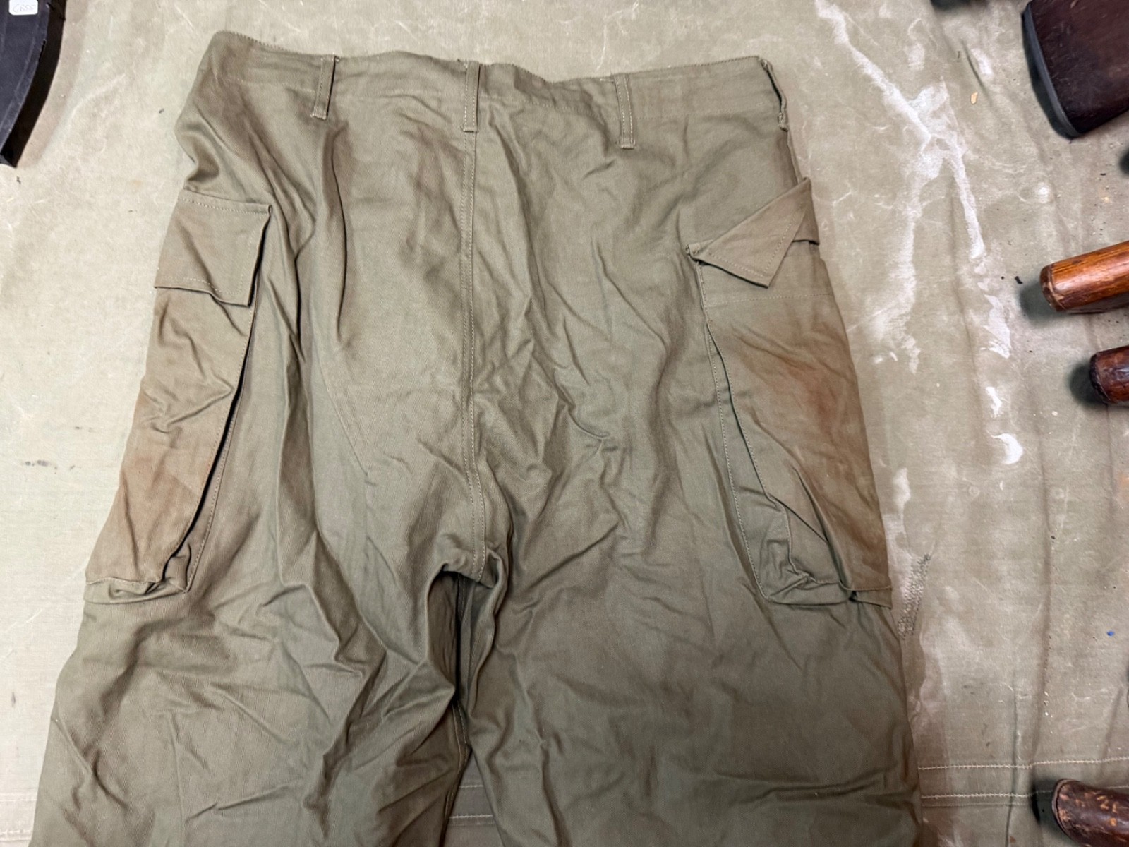 WWII US ARMY DARK SHADE HBT COMBAT FIELD TROUSERS- MEDIUM 34 WAIST