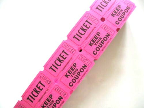 Raffle Tickets 100 Flat Double Stub 50/50 Keep This Coupon Carnival Festival