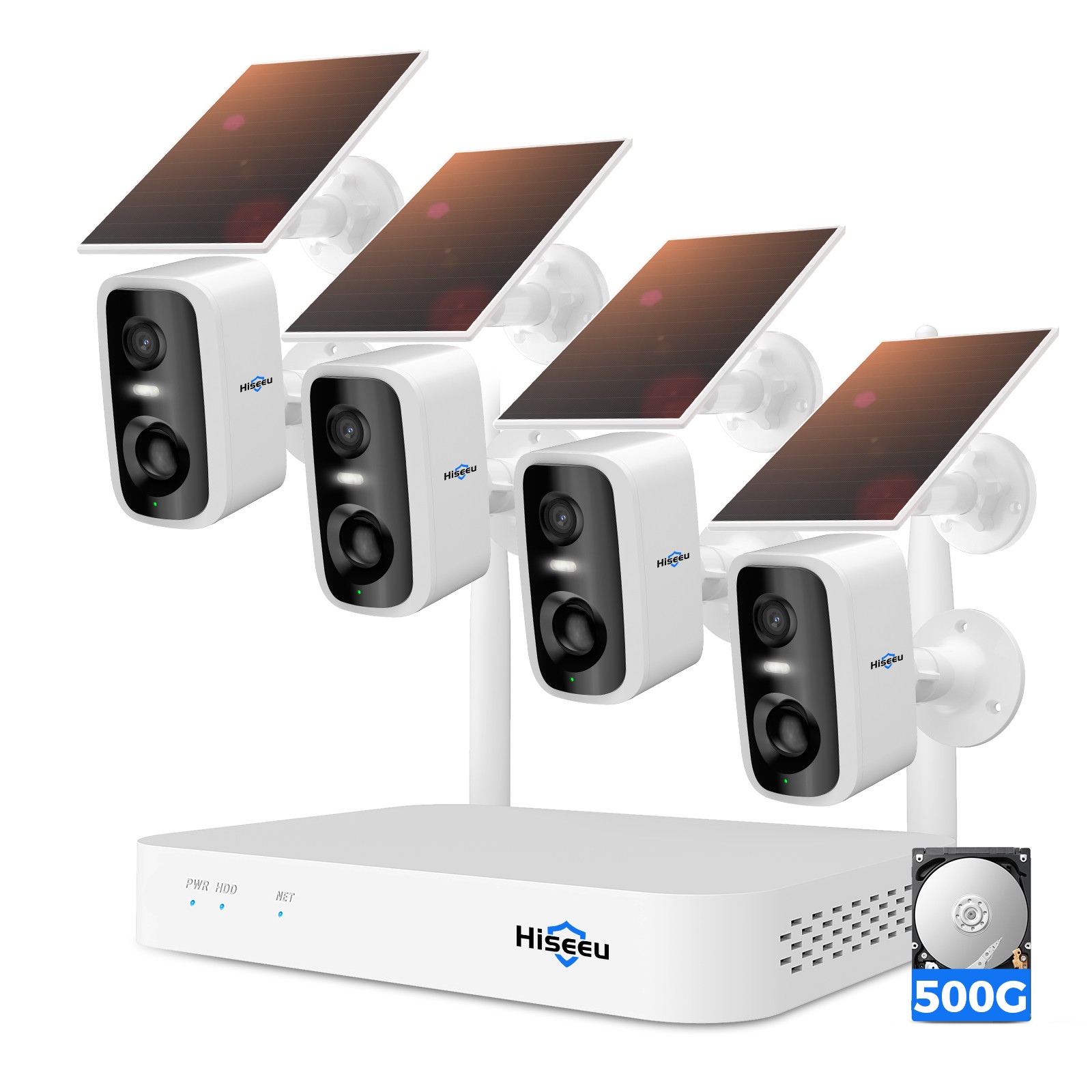 Hiseeu 10CH Solar Battery Powered 4MP Wireless Security Camera System 2Way Audio