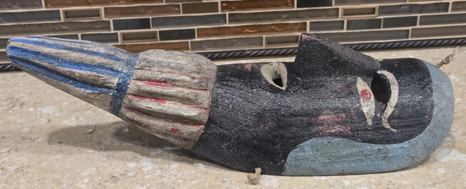 VINTAGE/ANTIQUE AUTHENTIC DANCE MASK HAND CARVED HAND PAINTED WOOD OLD