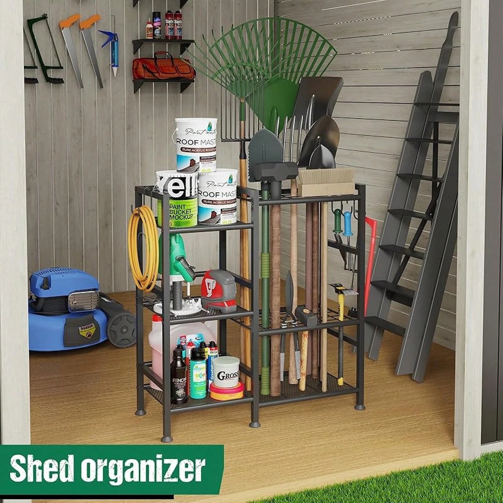 Garden Tool Organizer for Garage 35 Slots Yard Storage Rack Heavy Duty Shed Hook