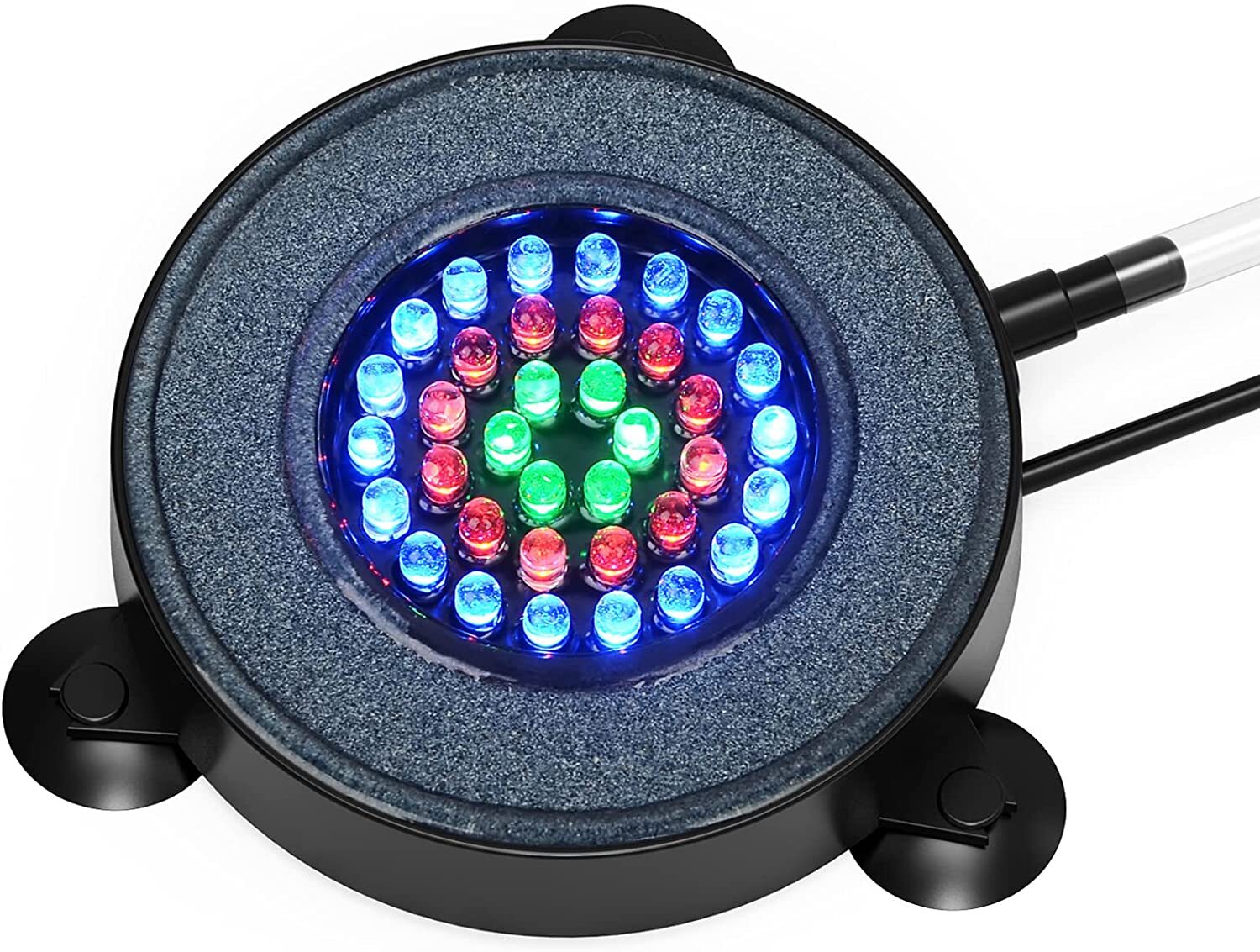 Air Stone Disk Aquarium Bubble LED Light 13 Color Changing Fish Tank Lights Lamp