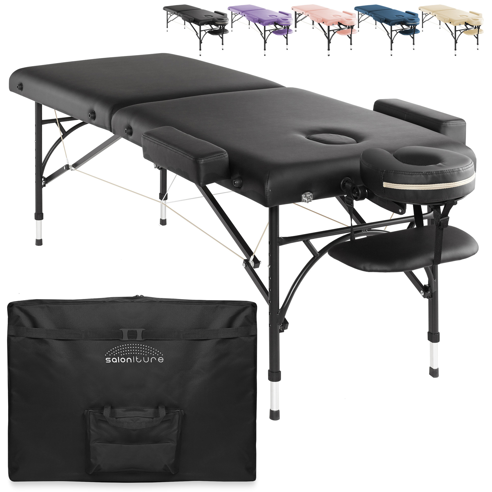 Portable Massage Table - Tilt Backrest Aluminum Legs, Carrying Case