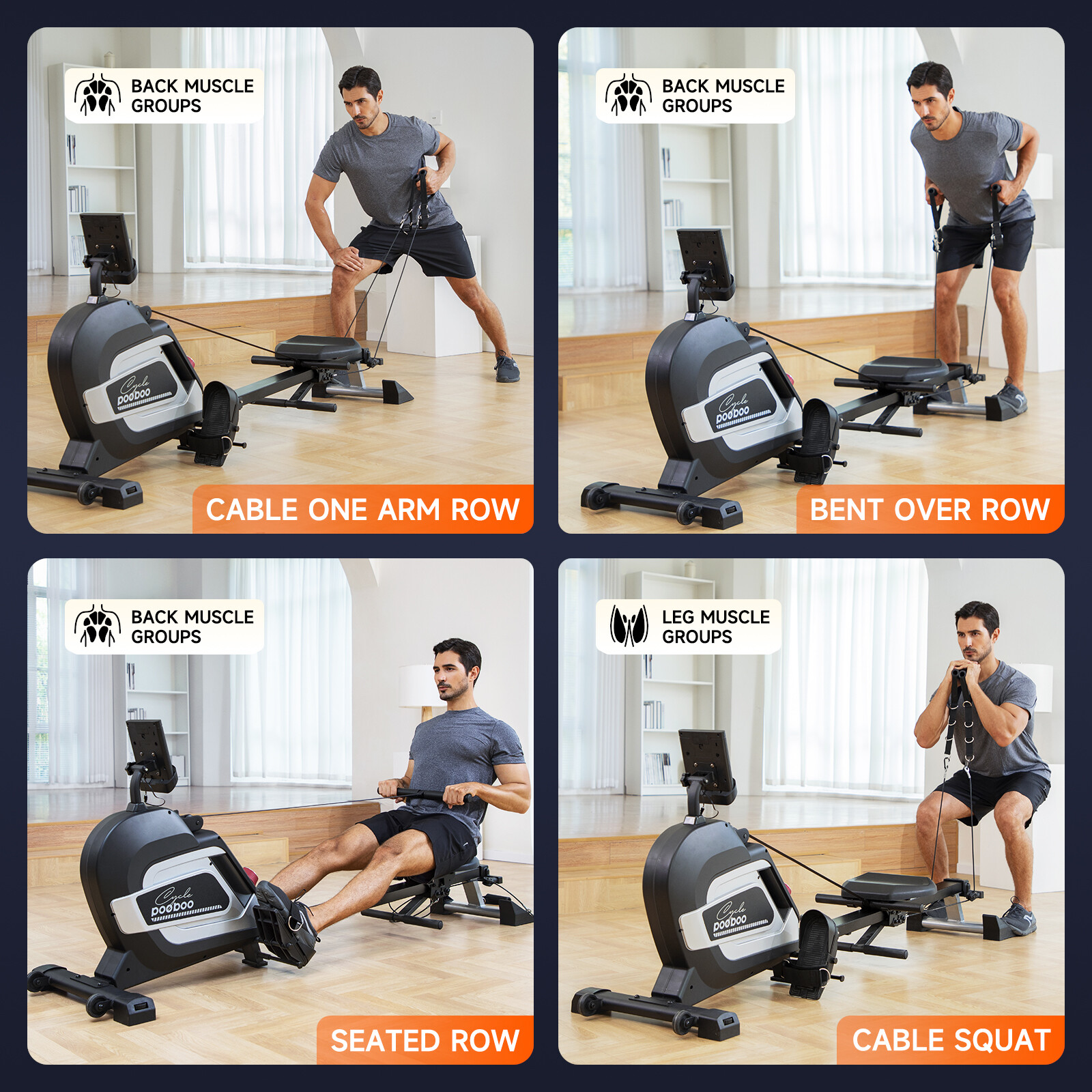 Magnetic Rowing Machine Bluetooth Rower Machine for Home Cardio Training Machine