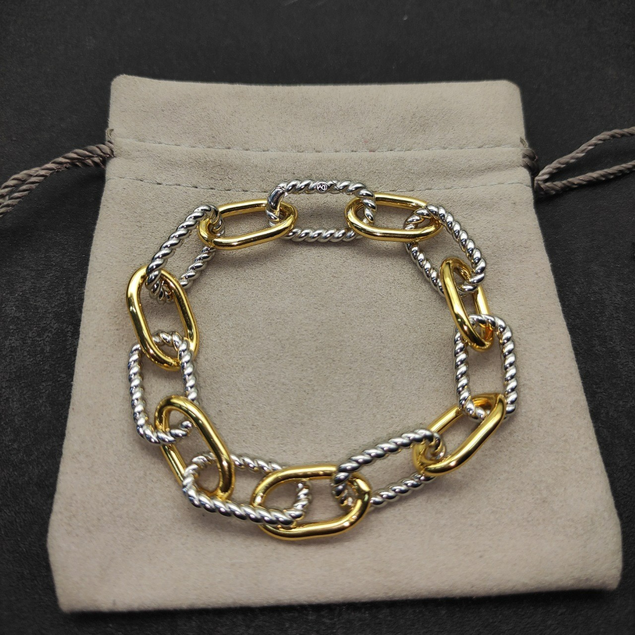 David Yurman Madison Chain Bracelet Sterling Silver w/ 18K Gold sz M