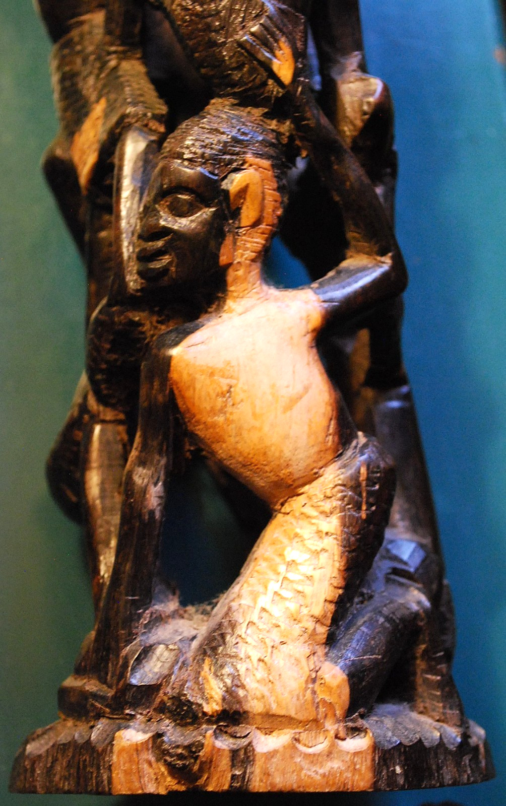 Vtg MAKONDE African TREE OF LIFE Ancestor Family Hand Carved EBONY WOOD Statue