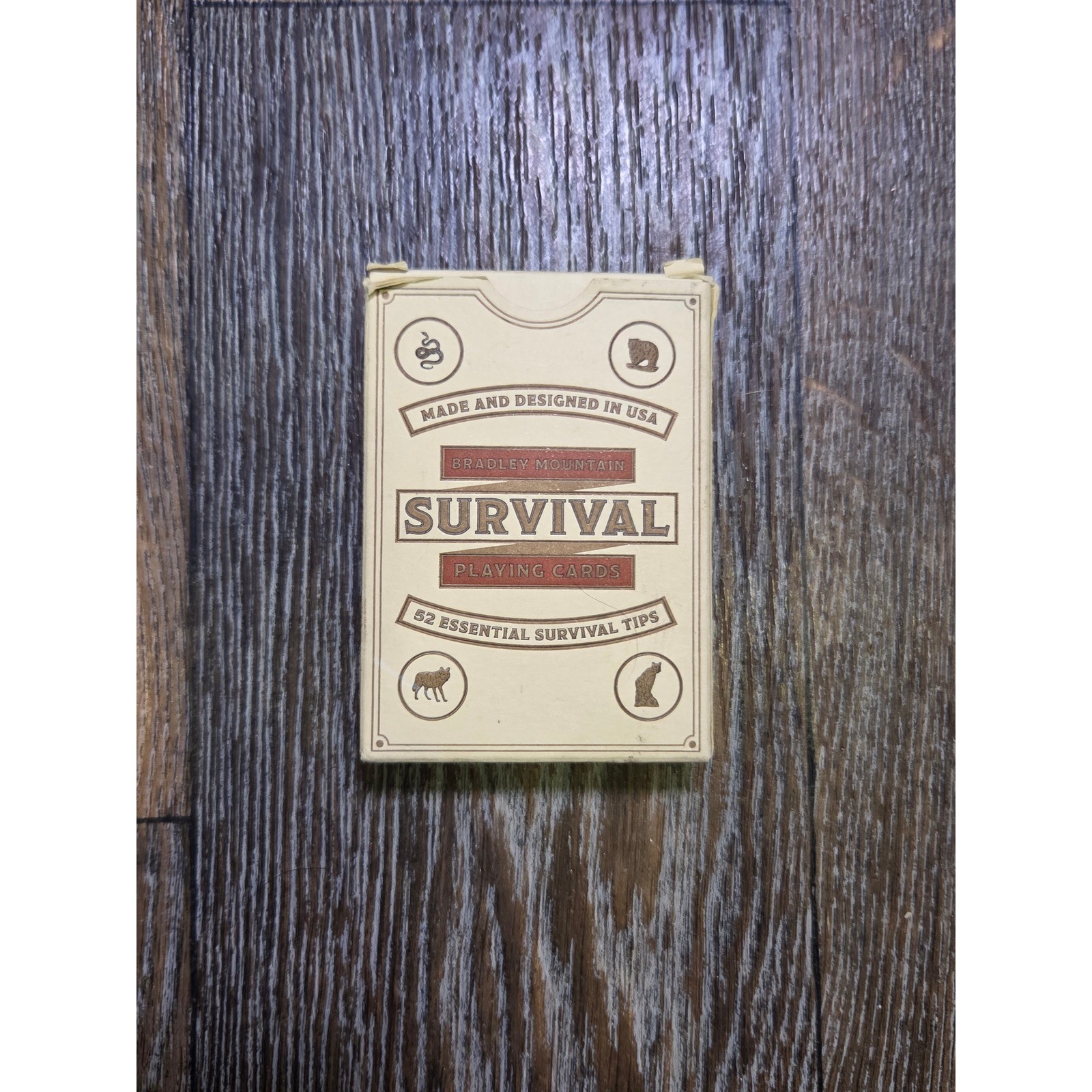 Bradley Mountain Survival Playing Cards 52 Essential Tips Made in USA Tan Brown
