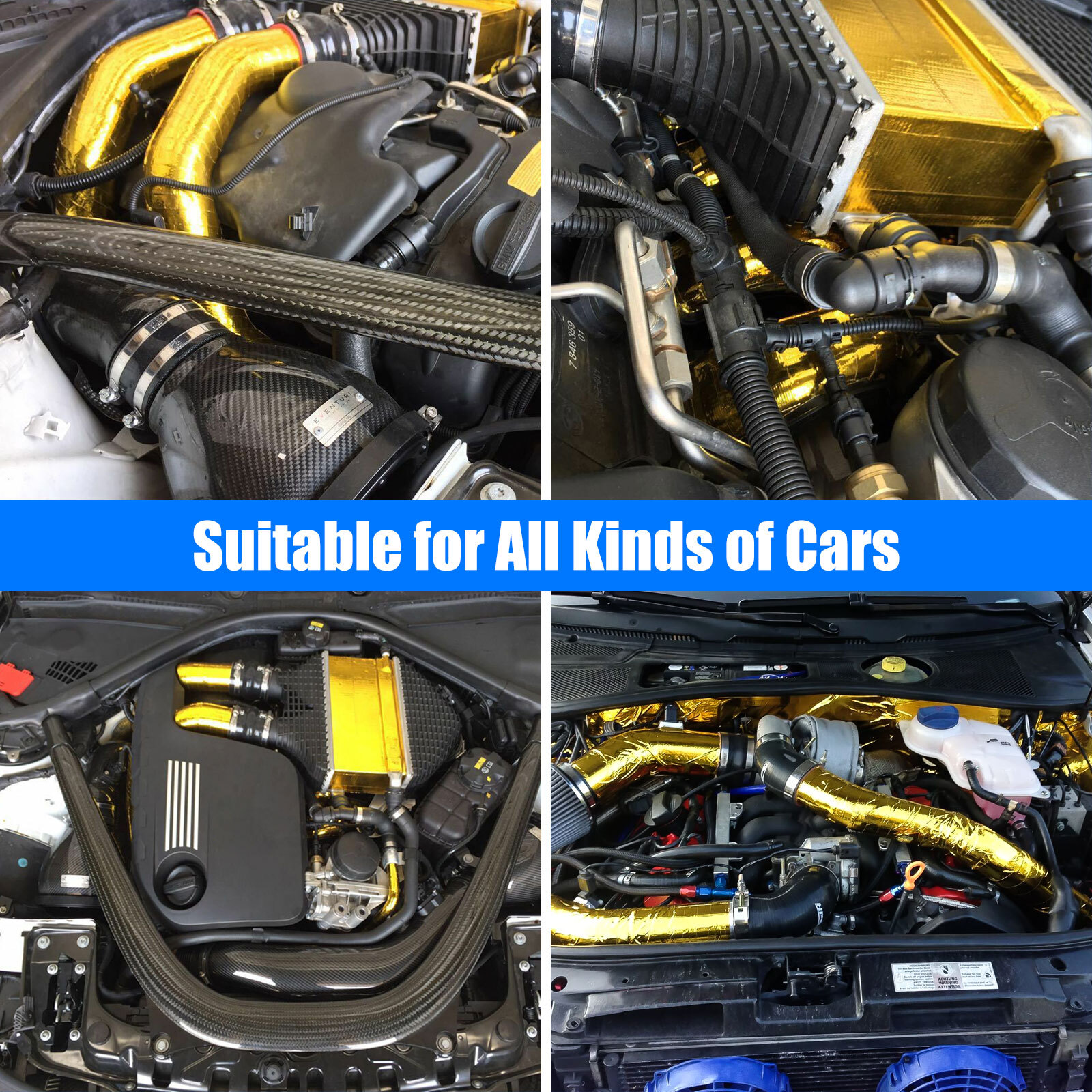 2" 30FT Gold Intake Heat Reflective Tape Wrap Self-adhesive High Temperature US