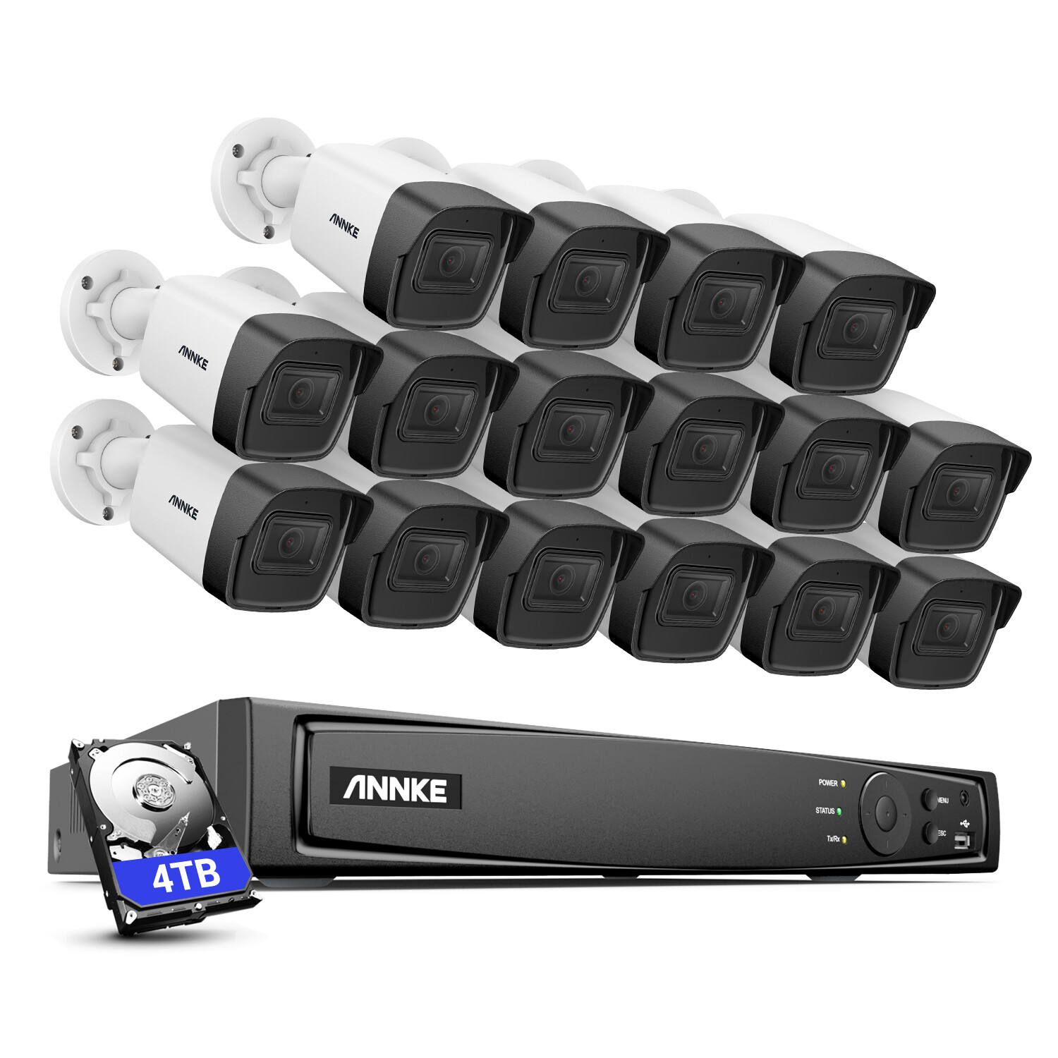 ANNKE 16CH 12MP NVR 3K 5MP POE AI Security Camera System Audio Recording H.265+