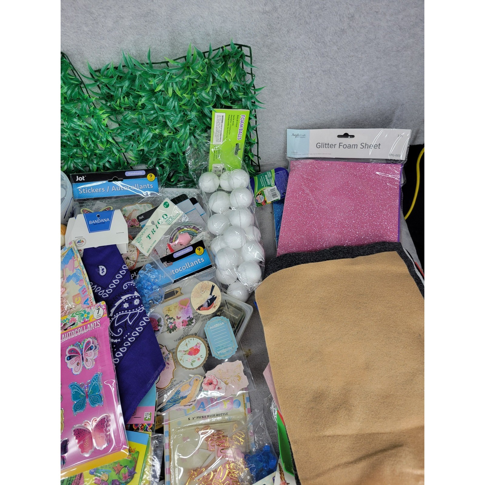 10lbs Craft Supply Bundle Mixed Lot Embellishments Stickers Fabric Tape Beads