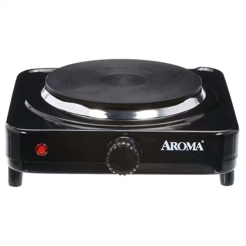Single Burner 5.8 In. Black Diecast Hot Plate with Temperature Control