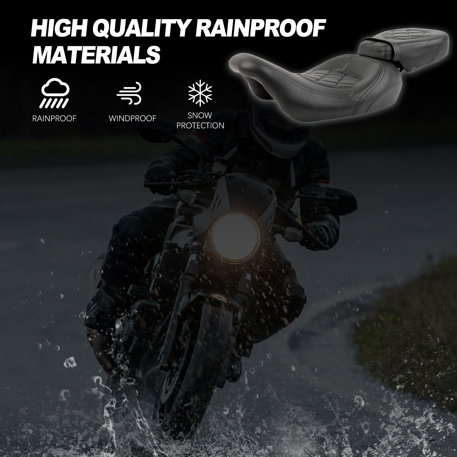 For Harley Davidson Touring CVO Road King Driver Passenger Seat Black Stitching