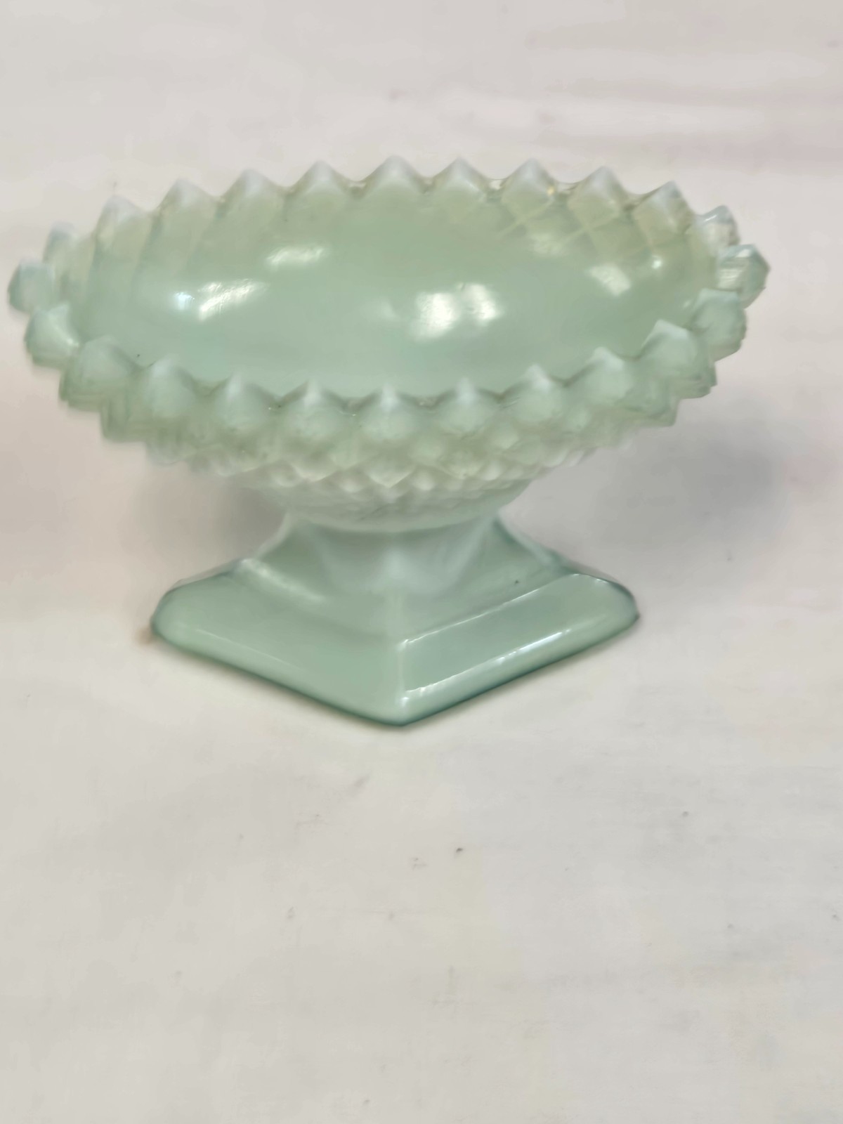 Hobnail Salt Cellar By Westmoreland jadeite green milk glass