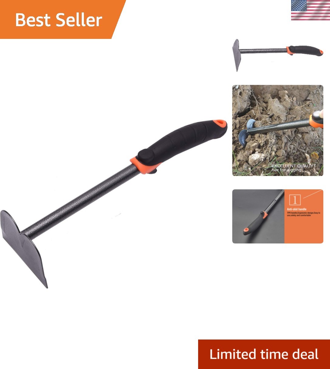 Heavy Duty Carbon Steel Hand Hoe with Ergonomic Grip for Effortless Gardening