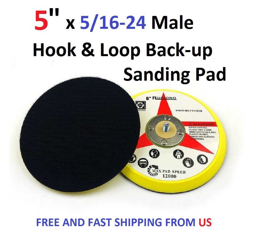 5" x 5/16-24 Male Hook & Loop Back-up Sanding Pads