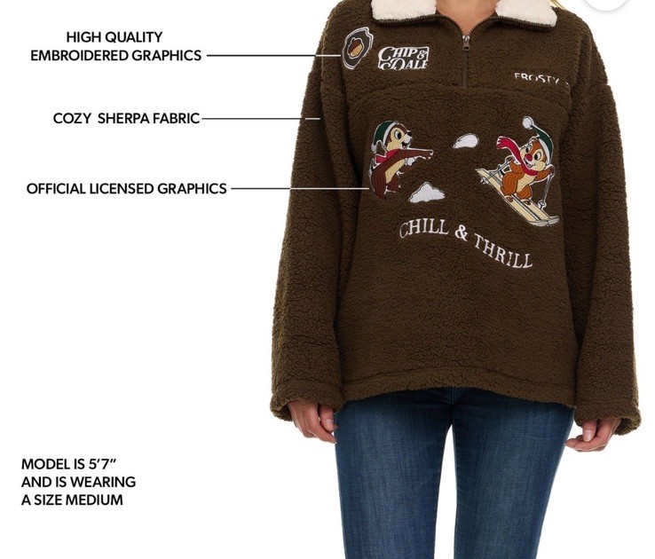 Disney Chip ‘n Dale Winter Sherpa Pullover Jacket Womens Size Small NEW