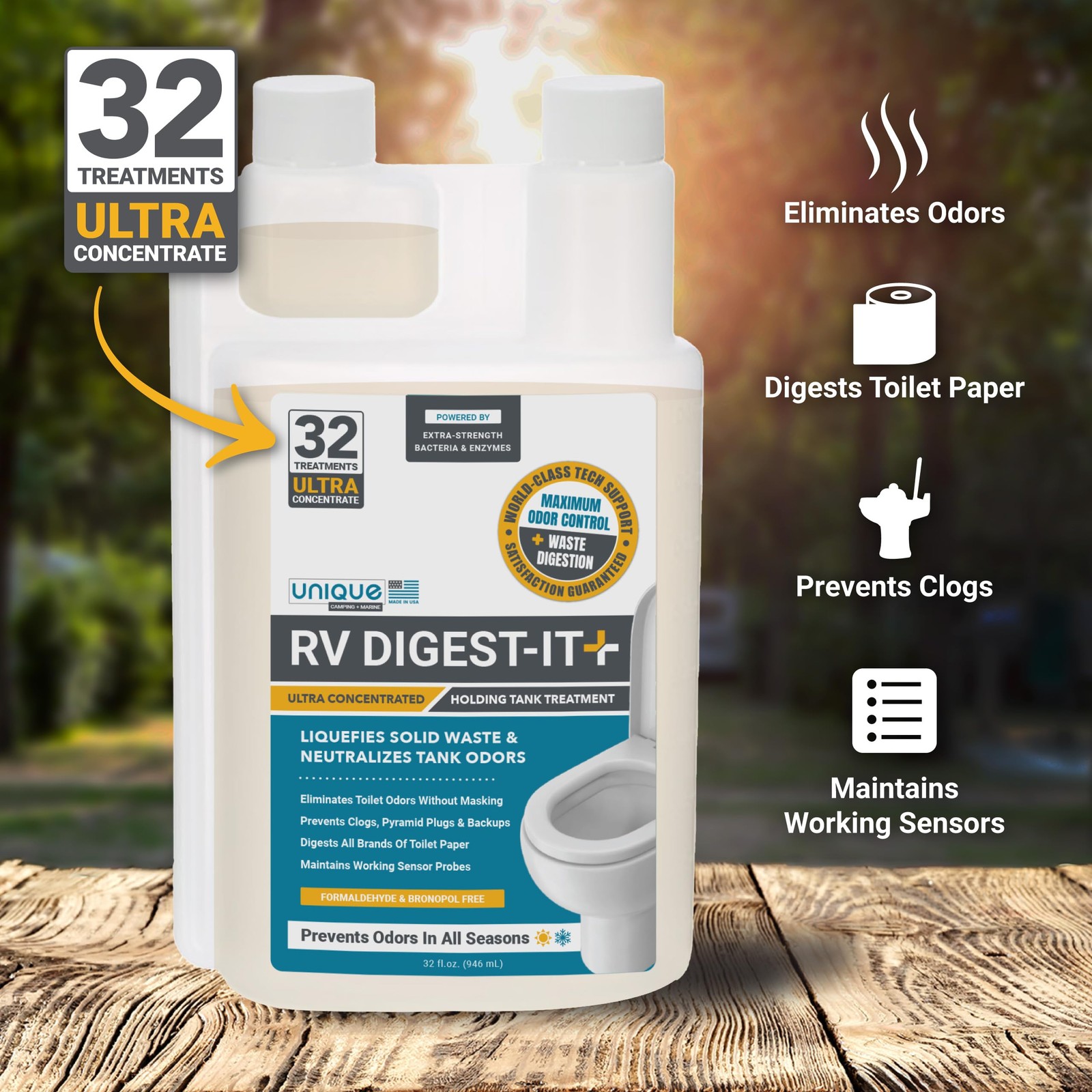 Unique RV Digest-It Ultra - 32 Super Concentrated RV Toilet Treatments -