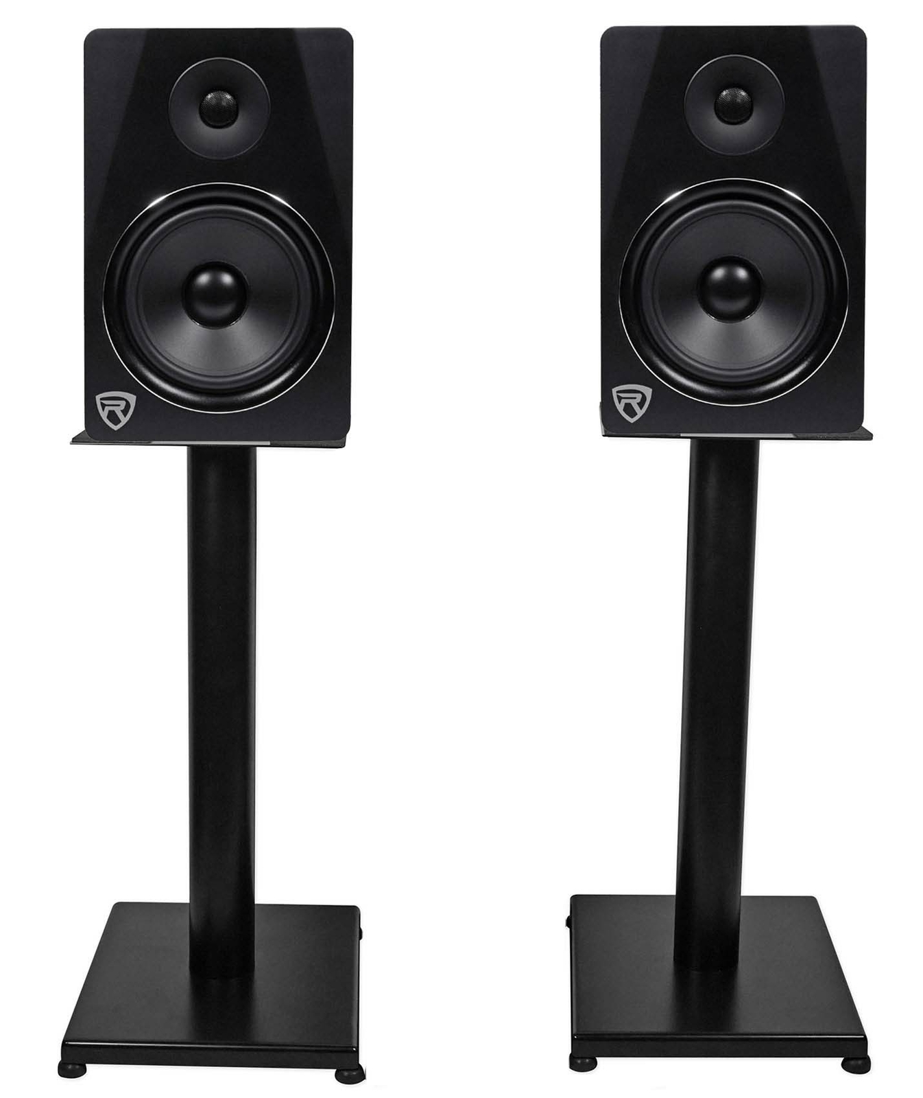 Pair Rockville RS21B 21" Steel Bookshelf Speaker/Studio Monitor Stands - Black