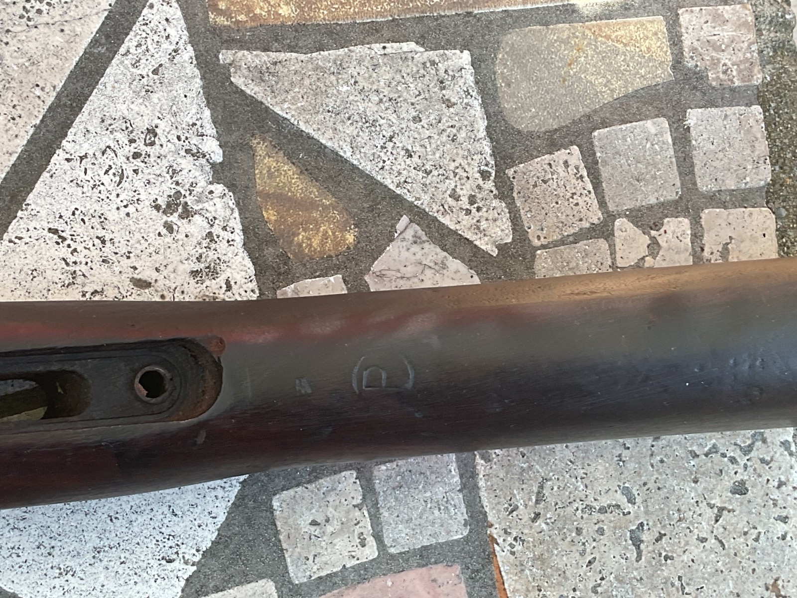 Remington 1903A3 stock, handguard, hardware as shown. Cartouches