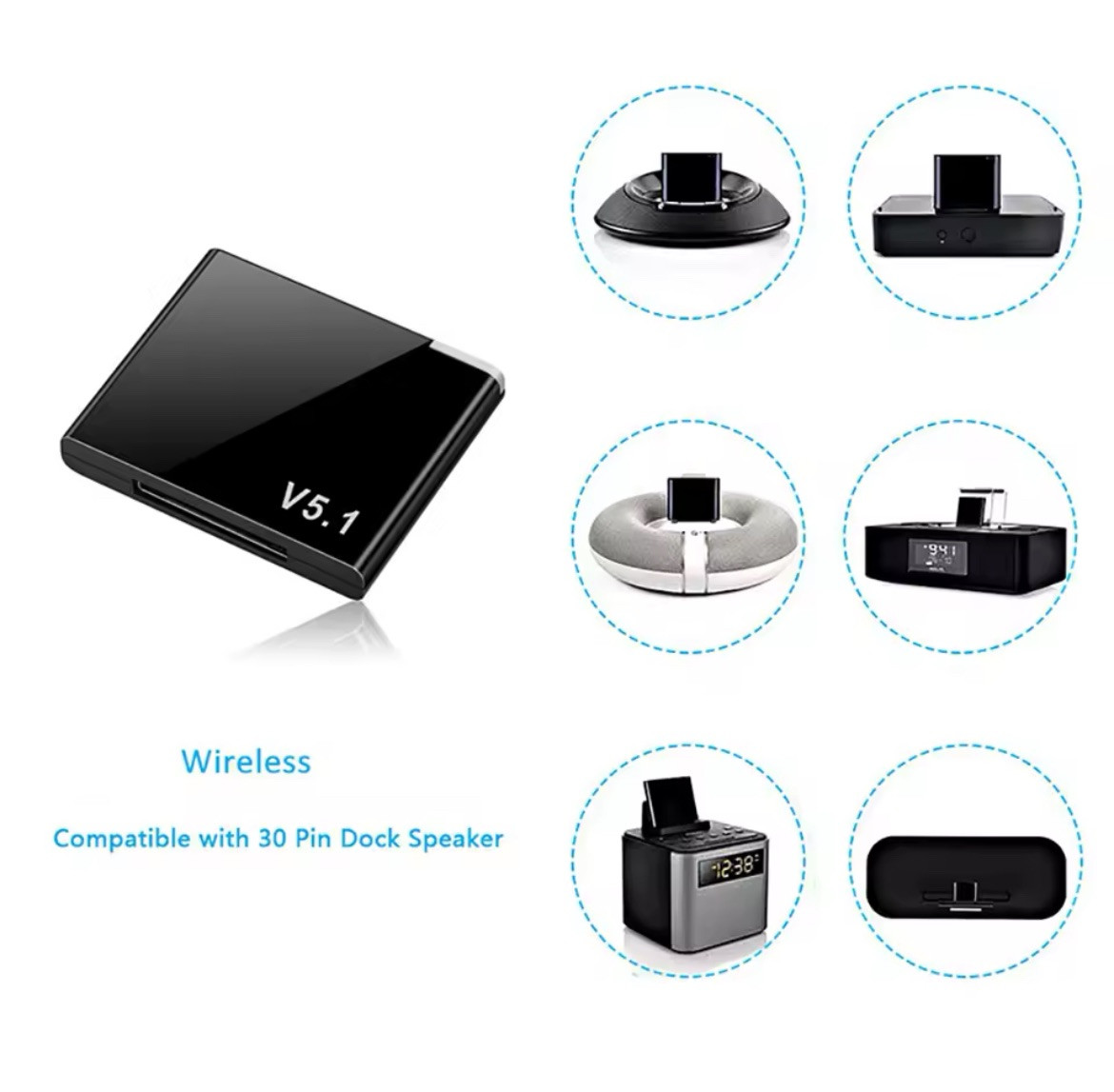 Music Audio Bluetooth Receiver Adapter For iPod iPhone 30 Pin Dock SoundDock II