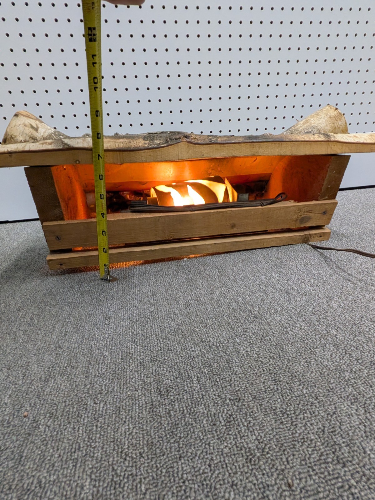 VTG 60's Light Up Fireplace Birch Wood Logs Faux Fire Electric Burning Logs Xmas