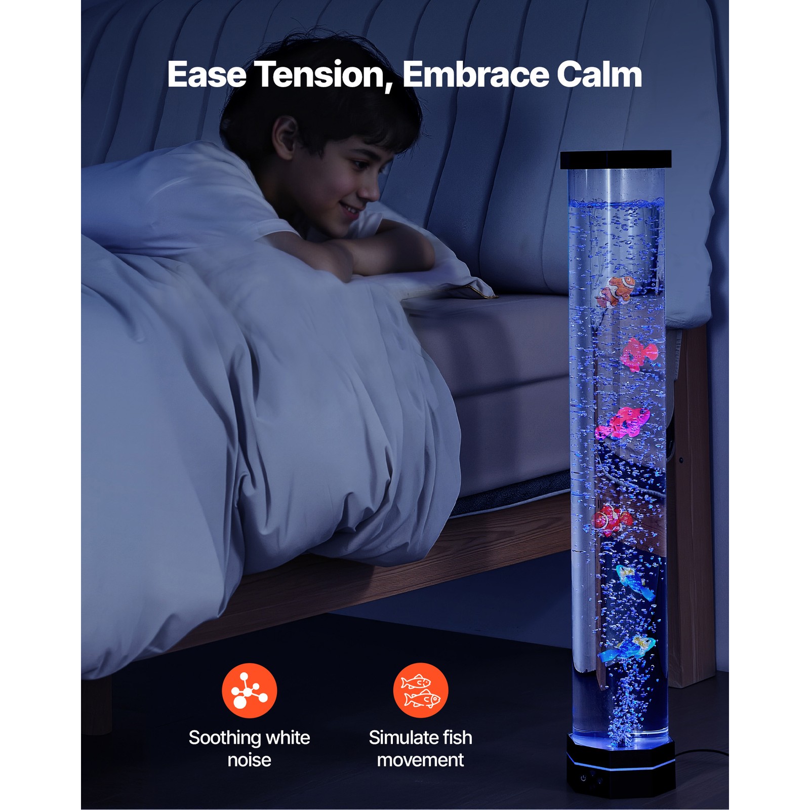 Bubble Tube Lamp 16 Color 2.67 ft Sensory Aquarium Lamp for Relief Calming