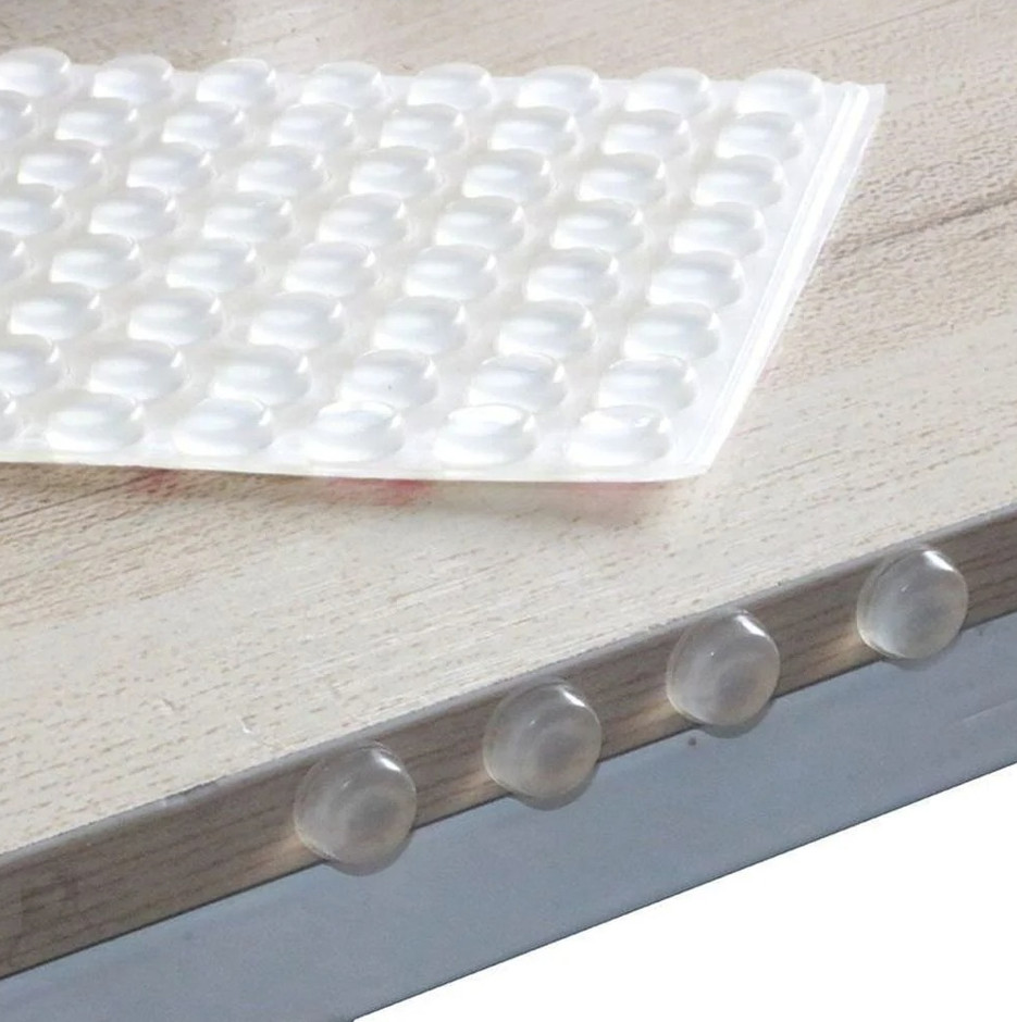 100pcs Self-Adhesive Silicone Door Stopper Pads: Cabinet Drawer Bumpers - NEW