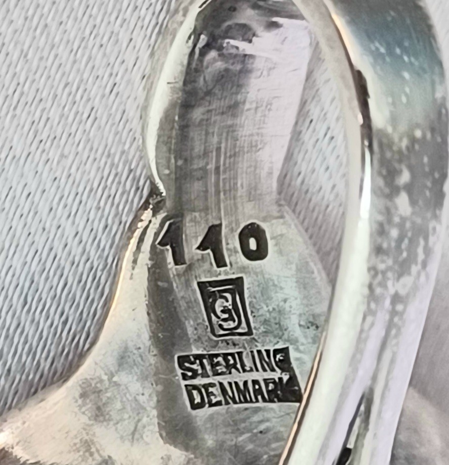 2 pc Ornamental #110 by Georg Jensen Individual Sterling Hammered Salt Cellar(s)