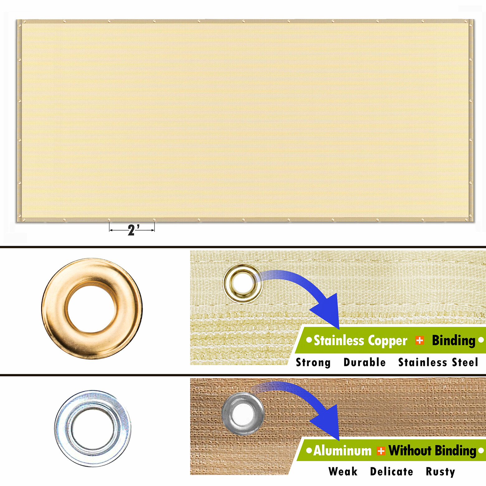 ColourTree Pergola Sun Shade Cover Universal Replacement Canopy,Brown