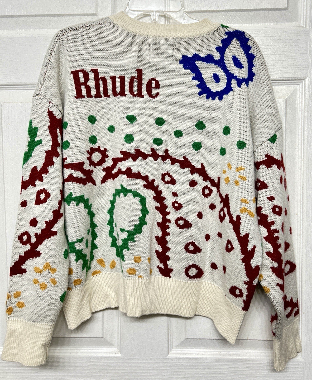 RHUDE Intarsia Knit Paisley Multi-Bandana WOOL~CASHMERE Sweater Mens See Measure