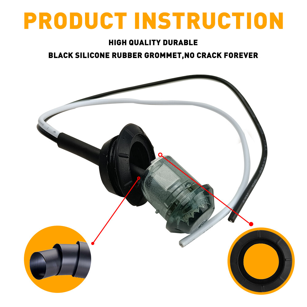 20X 3/4" 12V Marker Lights LED Truck Trailer Round Side Bullet Light Amber Red