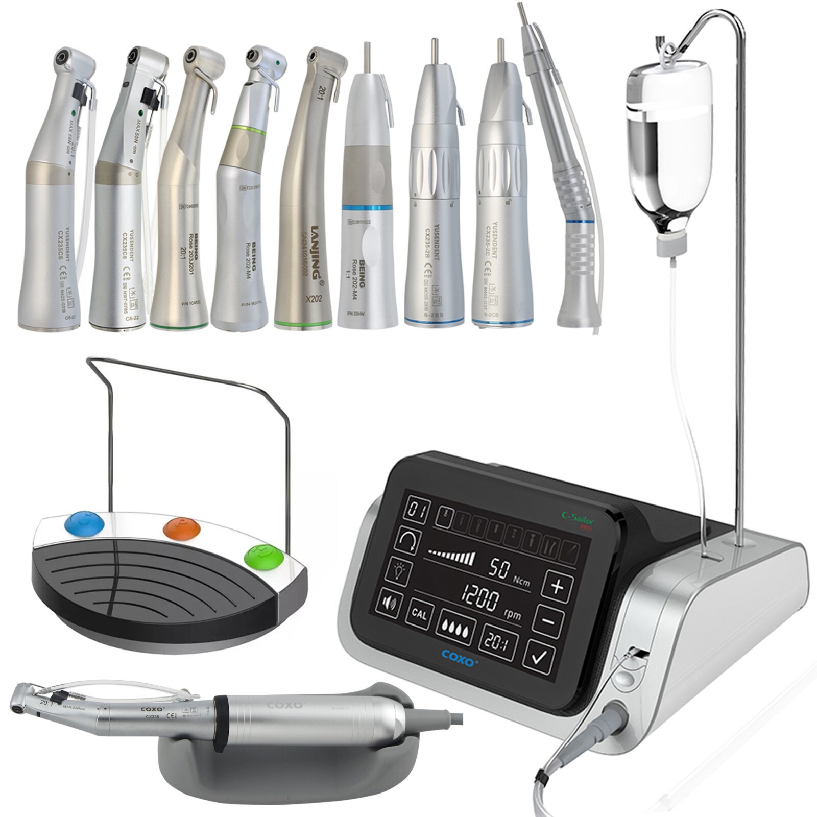 COXO Dental Implant Motor System 1:1 Surgical Handpiece 20:1 32:1 Contra Angle