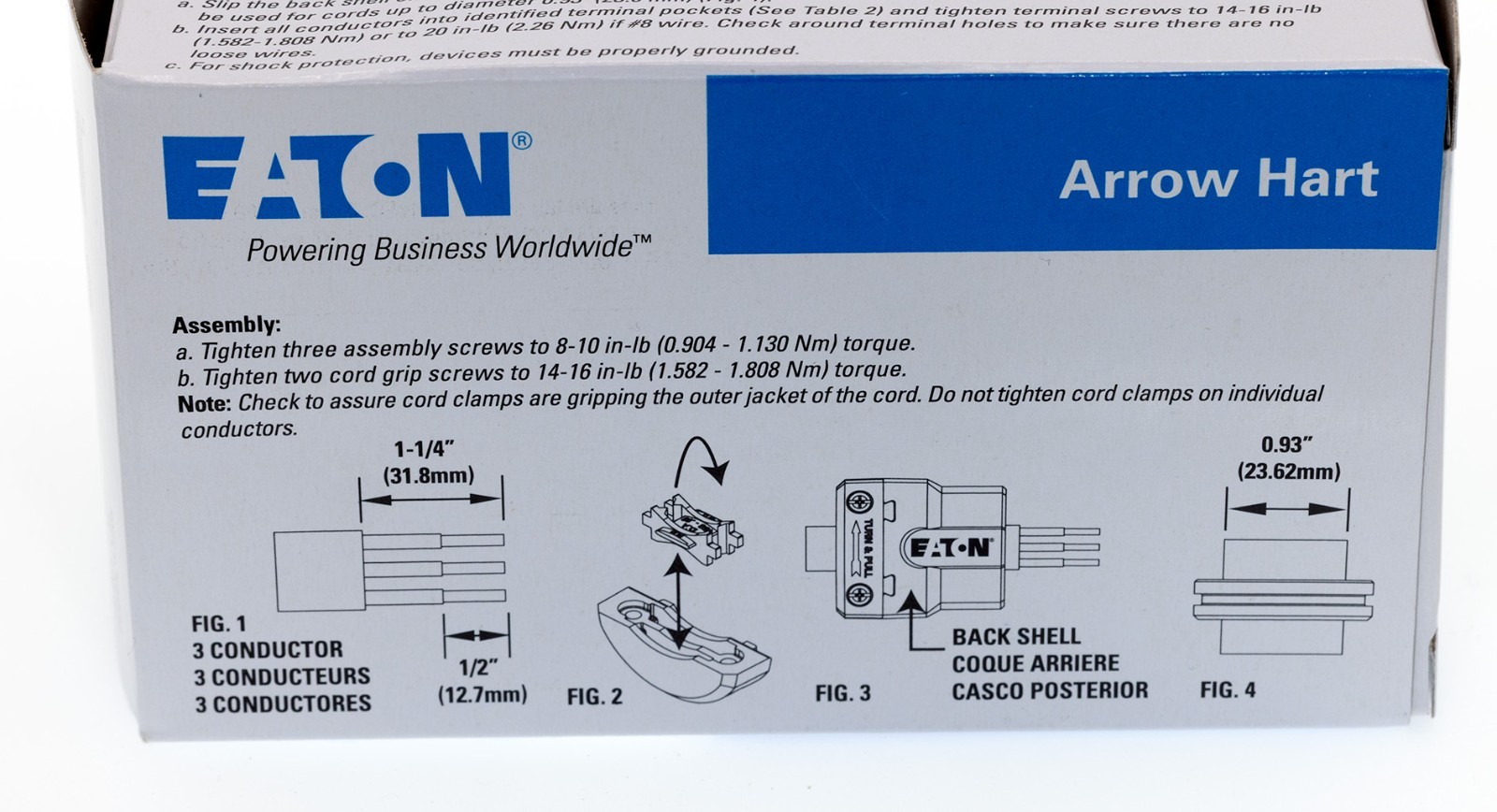 Eaton AHCL620P Industrial Locking Plug L6-20P 20A 250V Ultra Grip 2-Pole 3-Wire