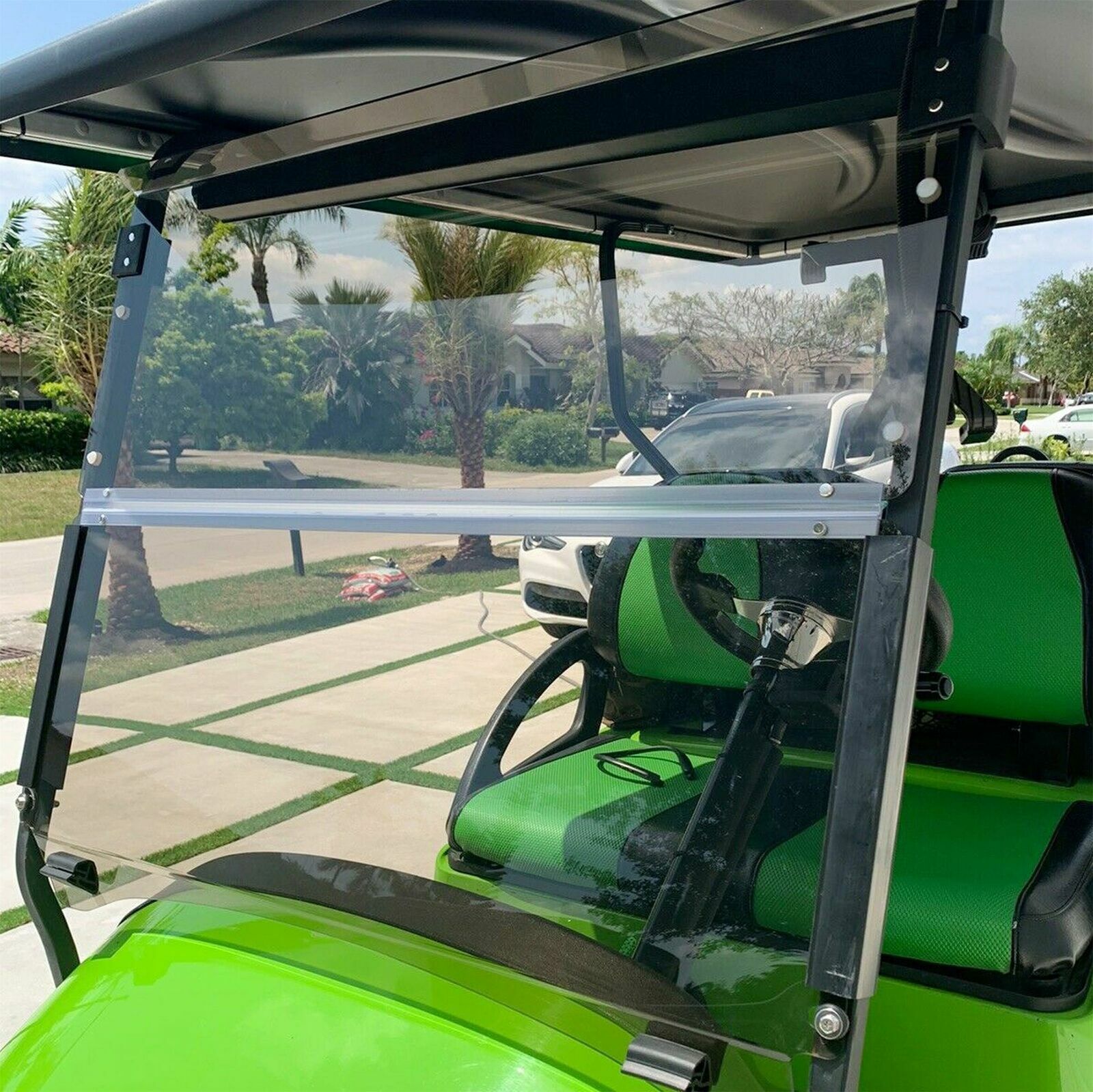 For Club Car Precedent 2004-Up Golf Cart Folding Tinted Windshield Windscreen