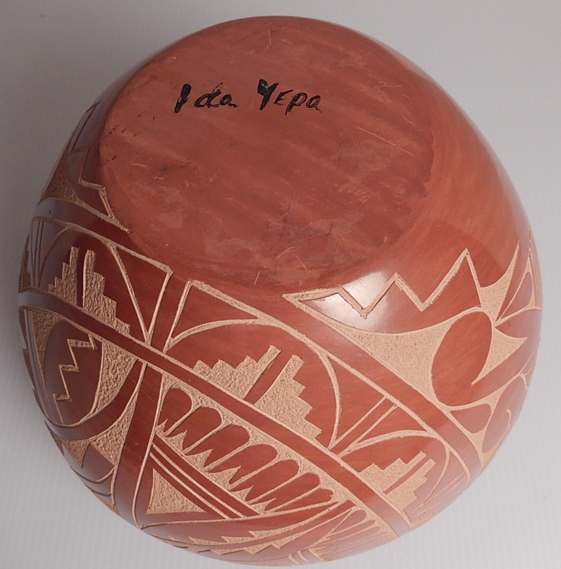 Beautiful Signed Ida Yepa Polychrome Redware Pot Jemez Pueblo