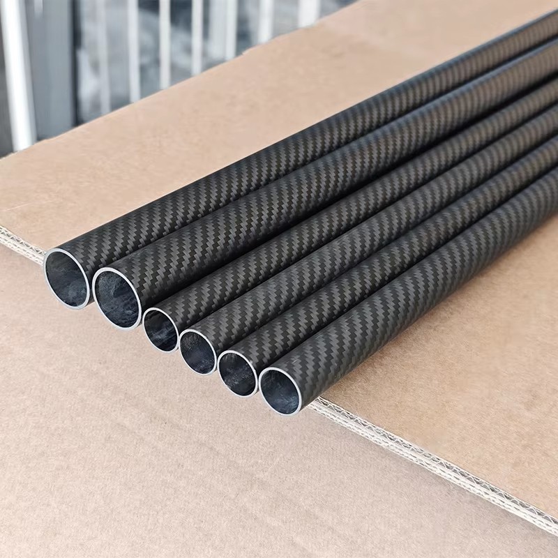 3K Carbon Fiber Tube Gloss Twill 200/300/500 mm OD 5‑50 mm Roll Wrapped
