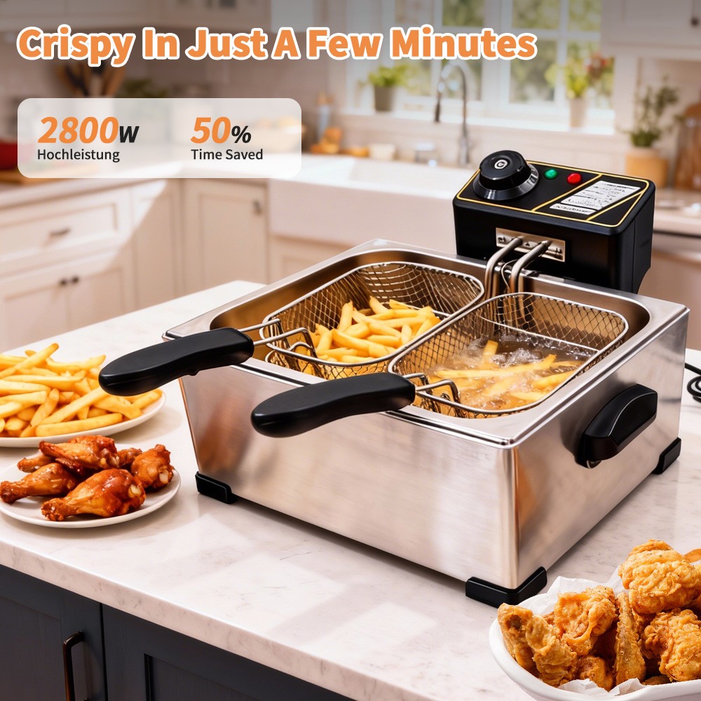 5L Commercial Electric Deep Fryer 2800W Restaurant Stainless Steel