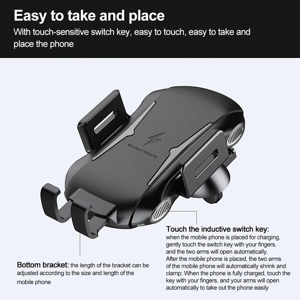 30W Wireless Charger Fast Charging Automatic Clamping Car Mount Phone Holder US