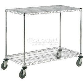 Nexel 2 Shelf Shelf Cart Chrome 30""W x 24""D x 40""H Poly Casters4 Swivel 2