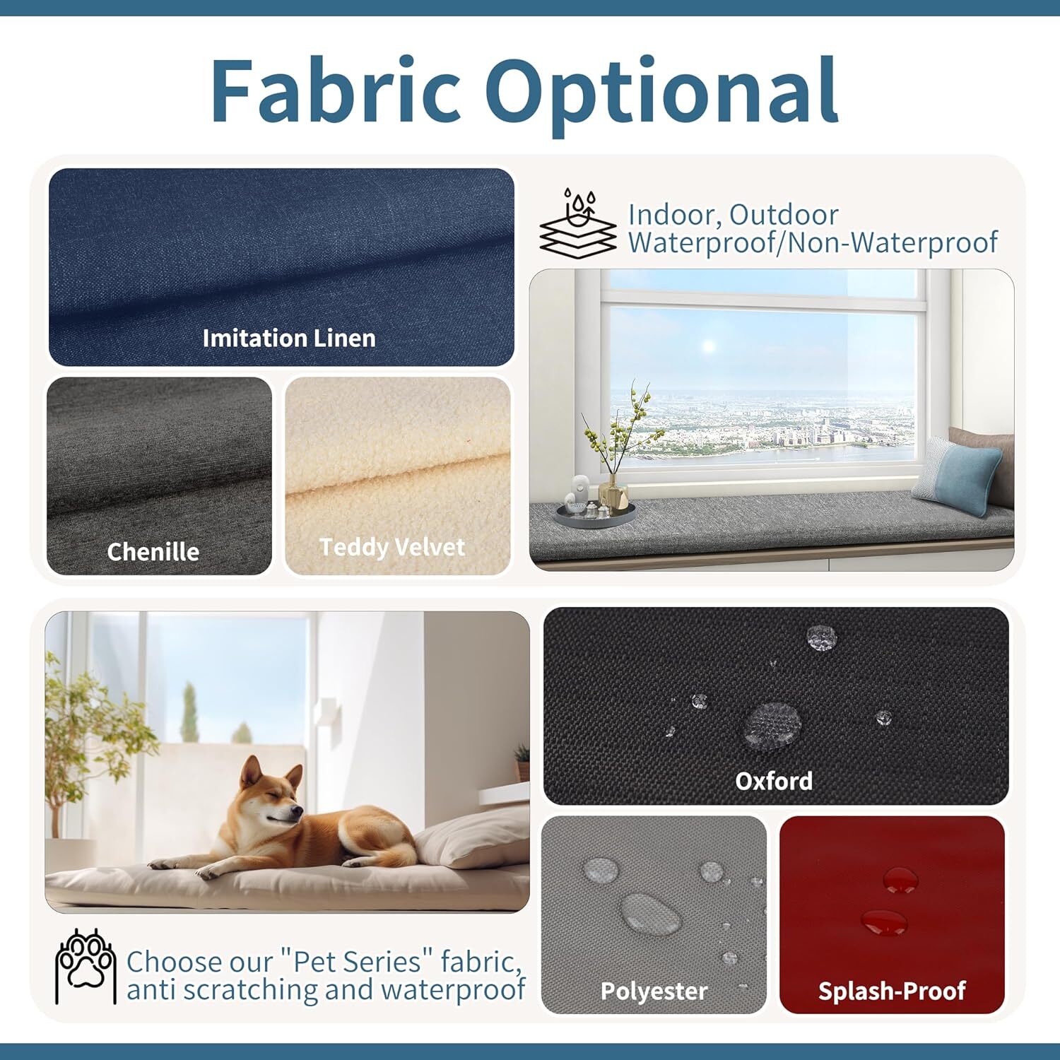 4 Inches Thick Custom Size Bench Cushion for Patio Furniture/Chair/Window Seat