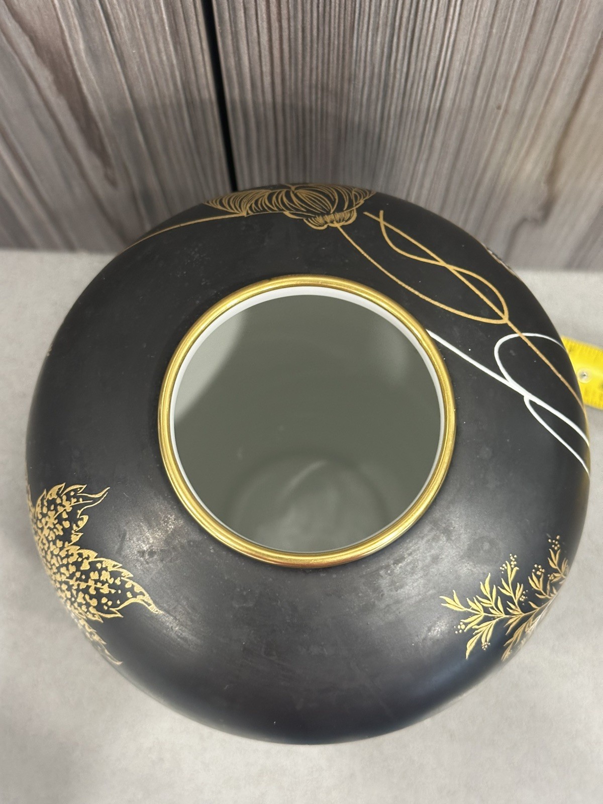 Rosenthal Studio Line Malvacea Porcelain Vase Black Gold Floral Germany 9”Modern