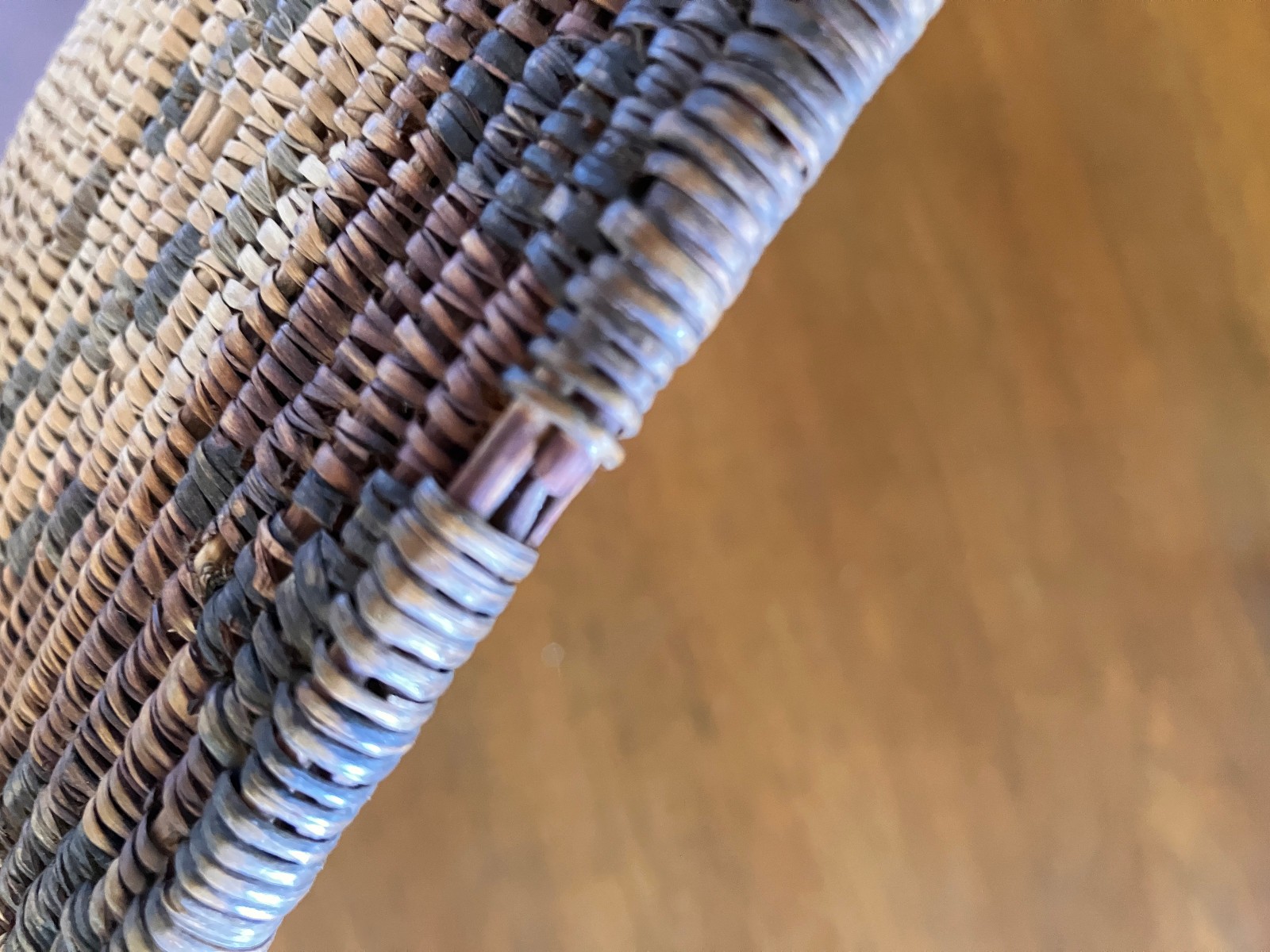 Antique Western Apache Coil Basket w/ Morning Star Design Late 19thC 3x13.75" D