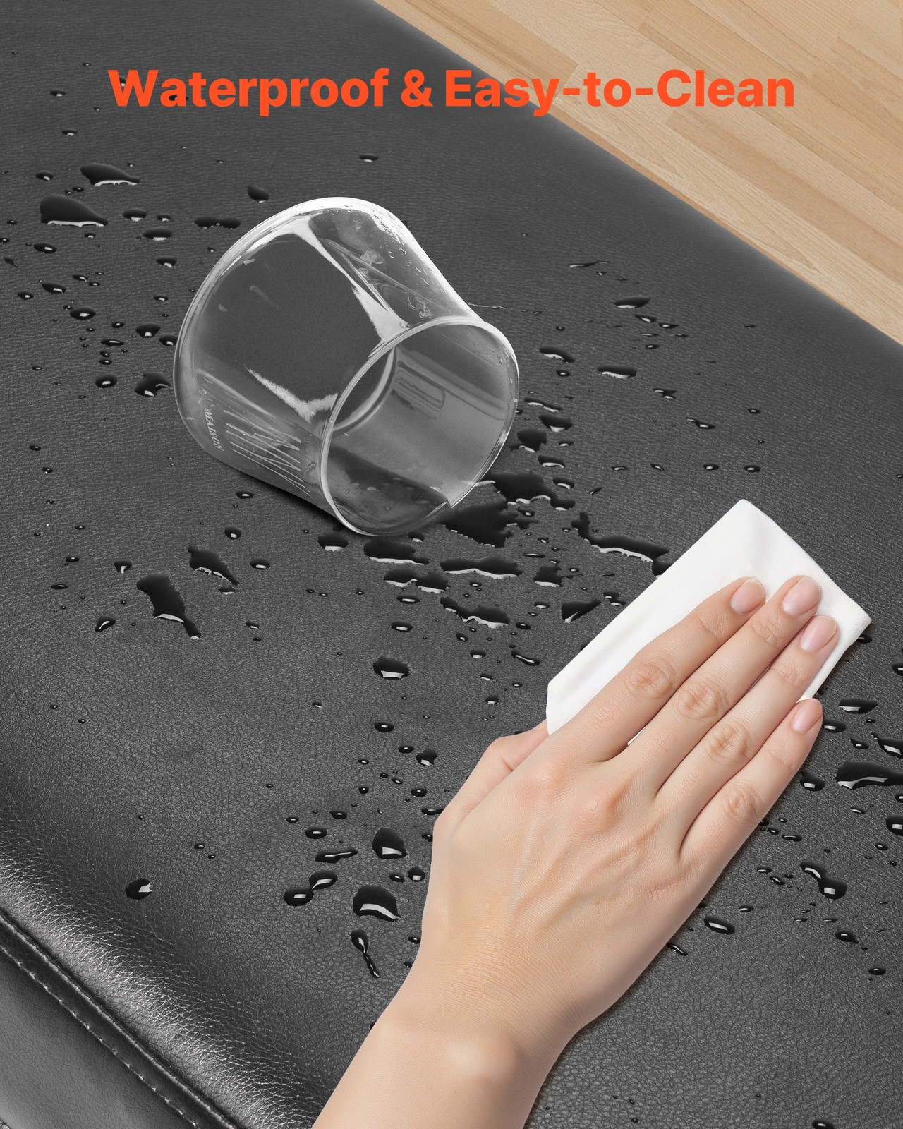 Uimoso PU Leather Storage Ottoman Bench Shoe Seat with Storage & Metal Leg Black