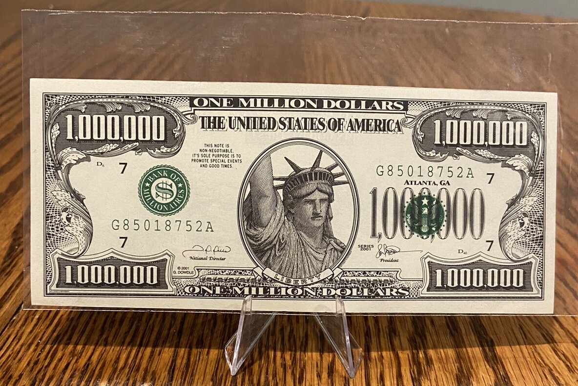 $1,000,000 One Million Dollar Bill Liberty Rushmore 2001 Vintage FANTASY NOTE