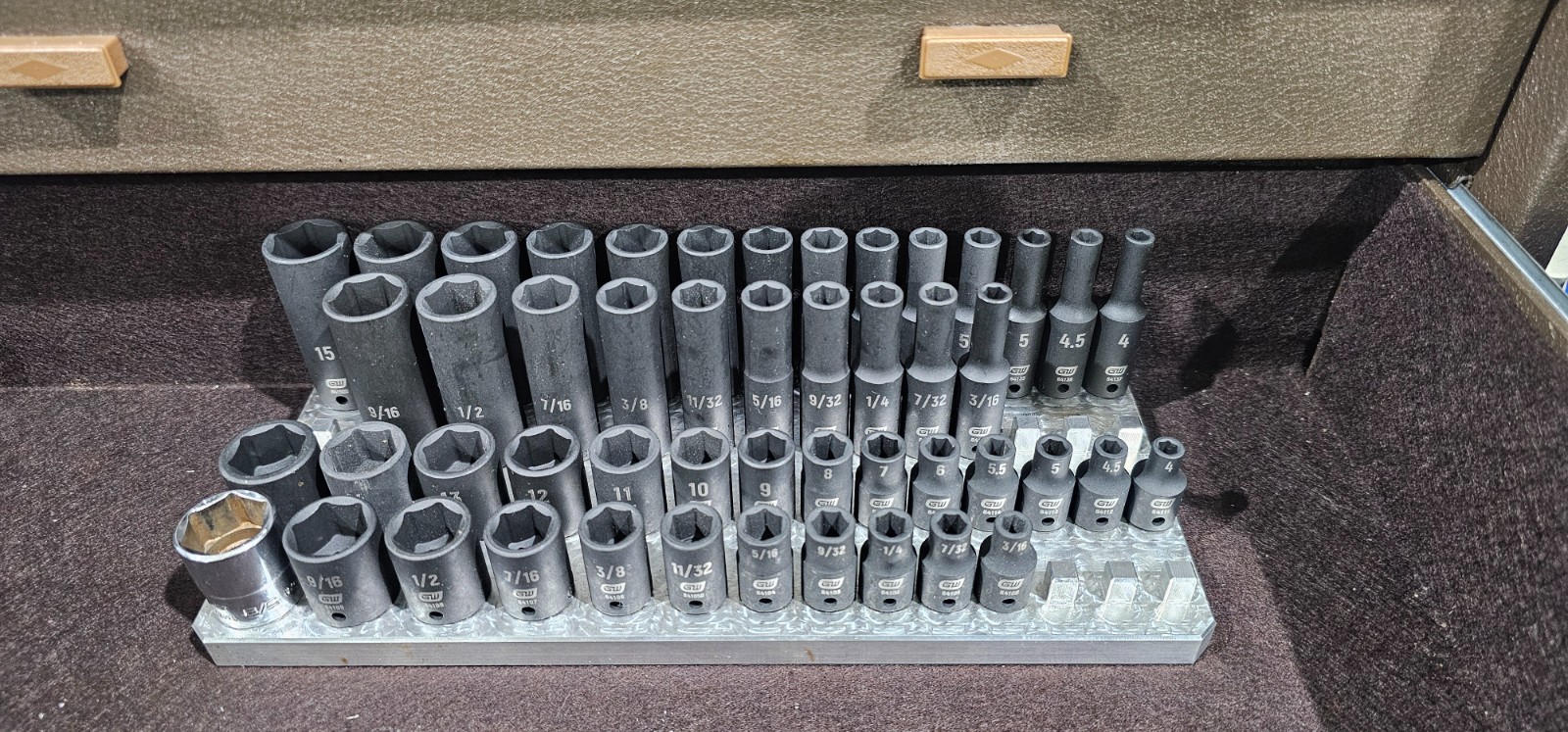 1/4" - 4 Row Billet Aluminum Socket Organizer - Tool Box Billet