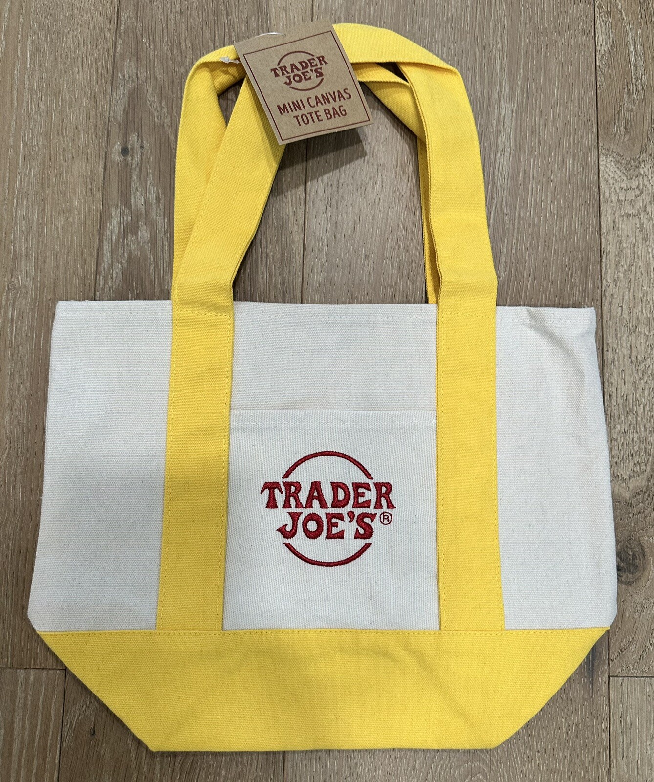 Trader Joe NWT Limited Edition Embroidered MINI CANVAS TOTE BAG 2024 💚