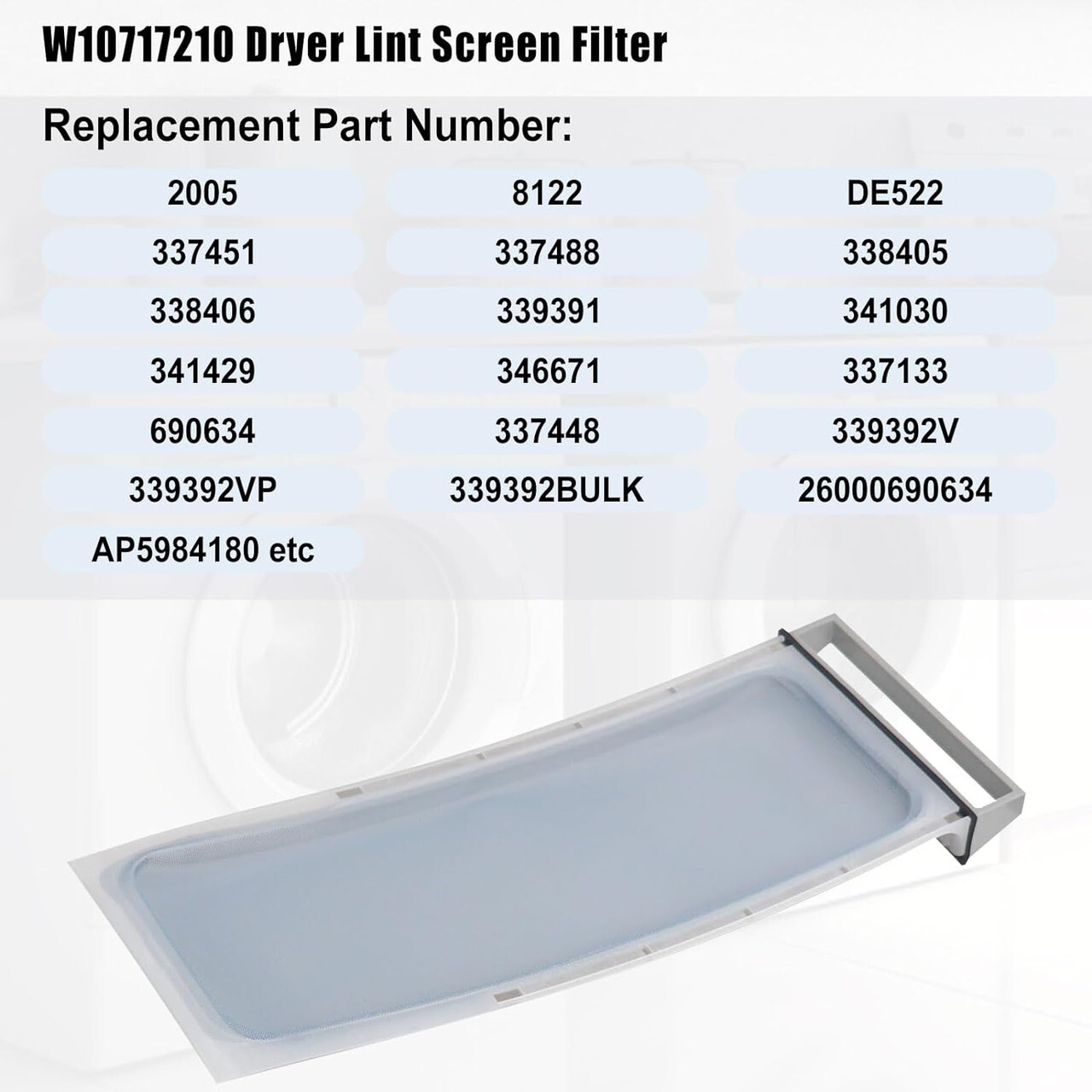 Dryer Lint Screen Compatible with Whirlpool Kenmore 339392 339392V Ap291066