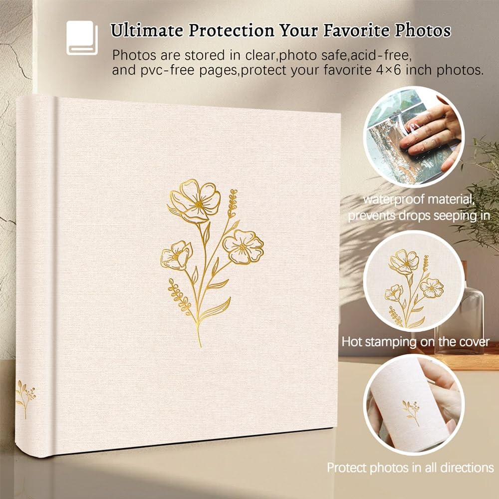 Holoary Photo Album 4x6 200 Photos, Linen Fabric Cover Picture Album