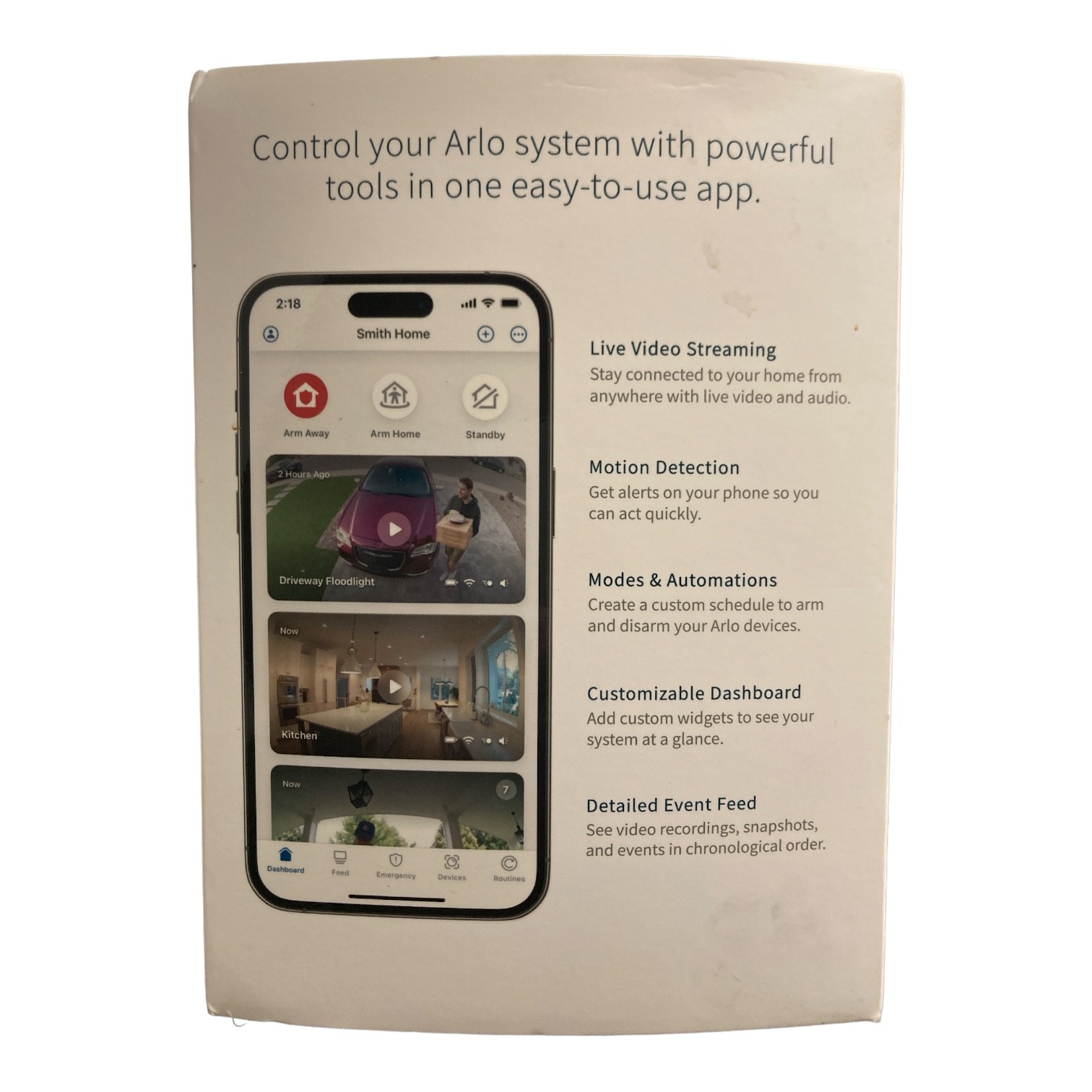 Arlo 2K Essential Outdoor Camera 2nd Gen, 4 Cameras and 2 Solar Panels, White