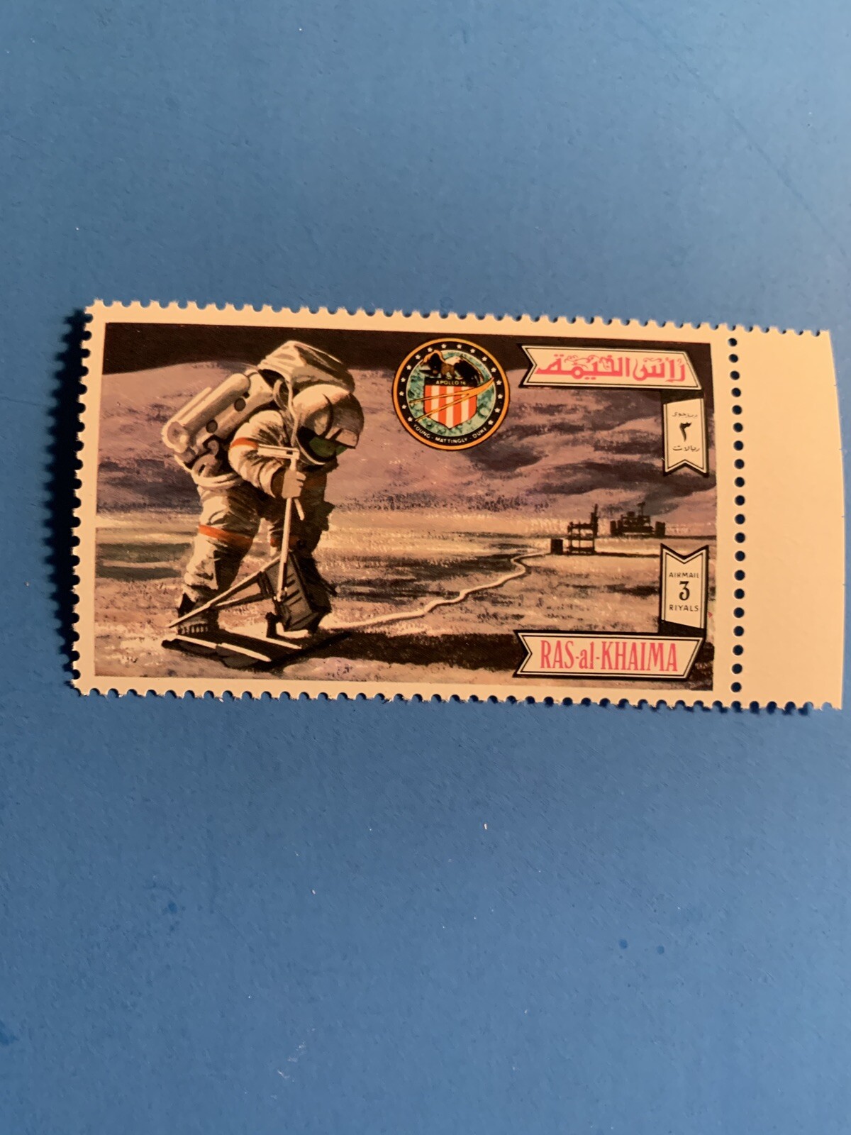 SET OF 6 Ras Al Khaima SPACE STAMPS AIRMAIL Moon Lunar Kennedy Apollo